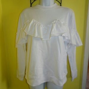 Forever 21 White Ruffle Sweater